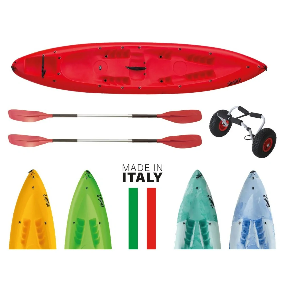 CANOA - KAYAK SHARK 2 con pagaie e carrello - 410 cm Exo