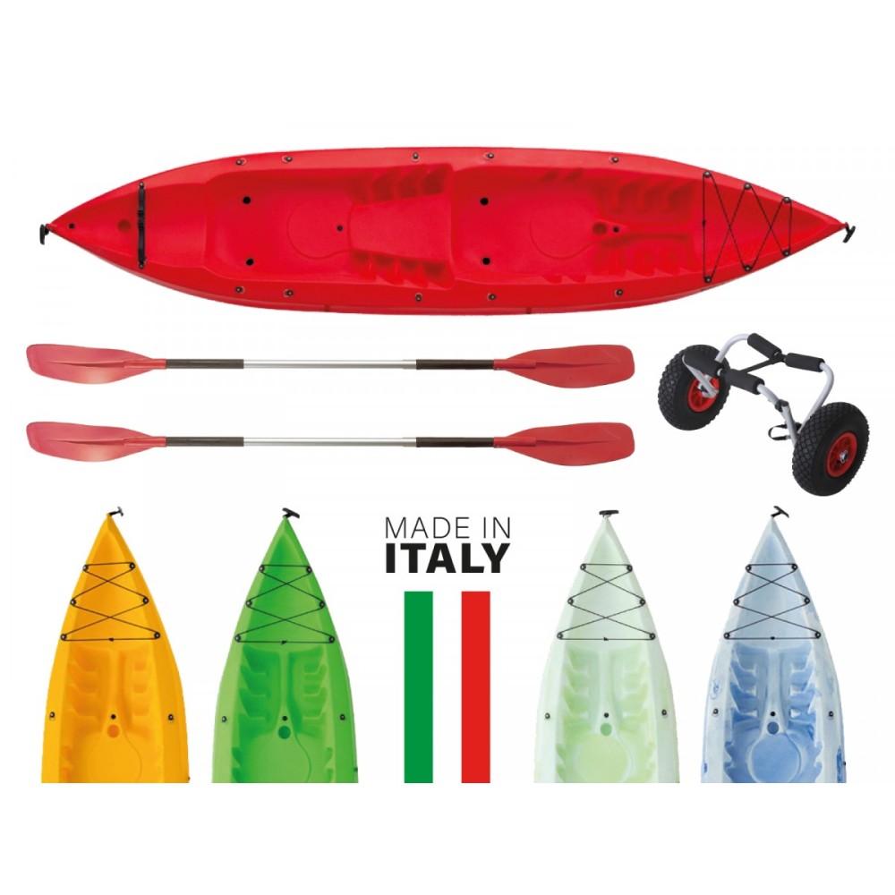 CANOA - KAYAK BAY 2 con 2 pagaie e carrello - cm 385 Exo