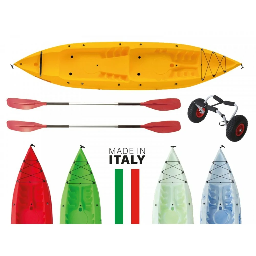 CANOA - KAYAK BAY 2 con 2 pagaie e carrello - cm 385 Exo